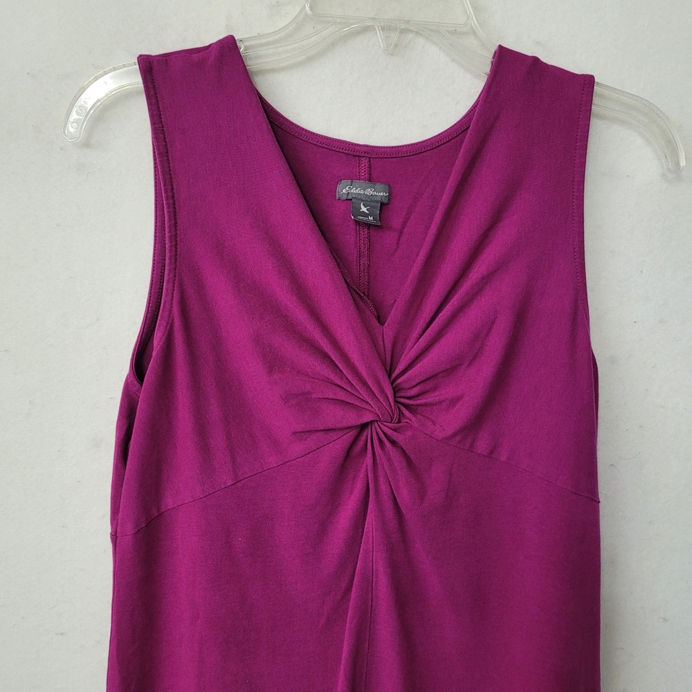 Eddie Bauer Dress Womens M Purple V Neck Twist Front Sleeveless Midi‎ Active - Picture 2 of 8